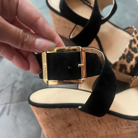 Veronica Beard Hurley Leopard Print Platform Wedge Sandals Size 8.5 - Picture 8 of 9
